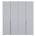 Sleek Gray Storage Cabinet With Vertical Black Handles And Minimalist Design