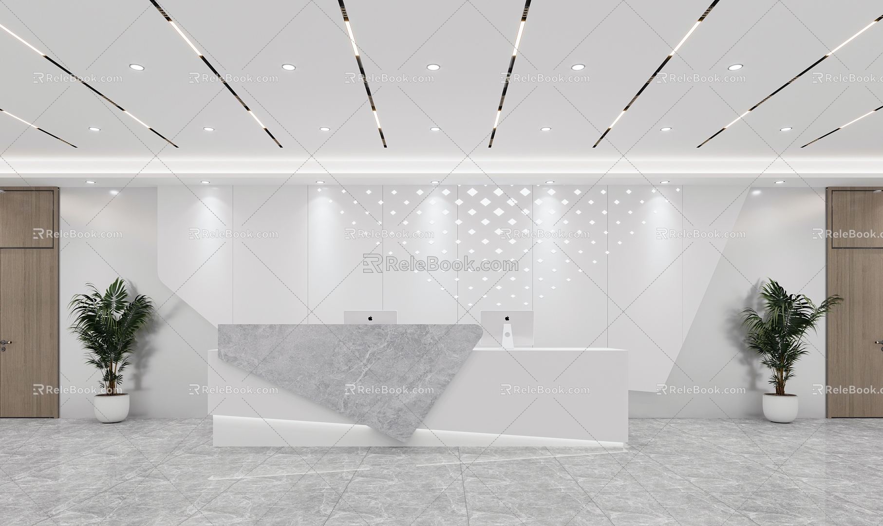 Company front desk background wall 3d model