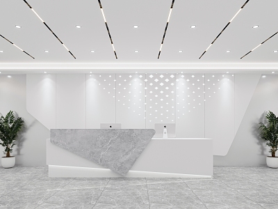 Company front desk background wall 3d model