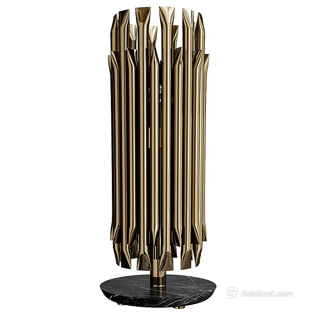 Modern Gold Brass Metal Floor Lamp With Striped Design For Home Living Room Decor 3d model 