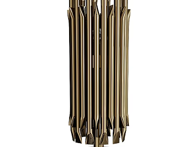 Modern Gold Brass Metal Floor Lamp With Striped Design For Home Living Room Decor 3d model