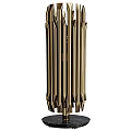 Modern Gold Brass Metal Floor Lamp With Striped Design For Home Living Room Decor