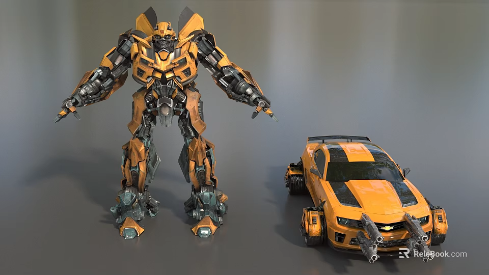 Smart Machine Yellow Robot Car Transforming Dual Form Modern Design 3d model 