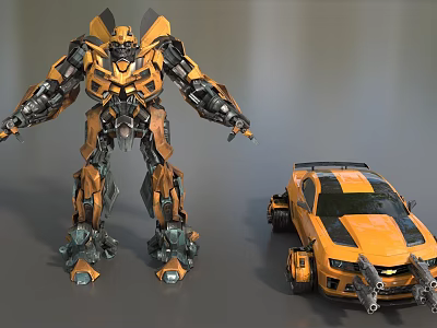 Smart Machine Yellow Robot Car Transforming Dual Form Modern Design 3d model