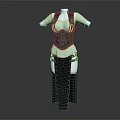 Women's Stylish Outfit With Black And White Corset Top High Waist Trousers And Metal Studs