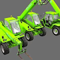 Green Heavy Duty Telehandler Vehicles With Extendable Booms And Fork Attachments 3d model