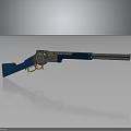 Vintage Rifle with Blue and Silver Finish Gold Accents and Detailed Engraved Design