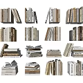 Various Stacked Books And Magazines Collection With Different Sizes And Arrangements