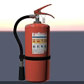 Red Portable Fire Extinguisher With Black Hose And Safety Instruction Labels