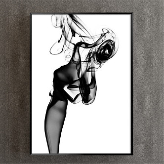 Modern abstract painting simple black and white study abstract decorative painting 3d model