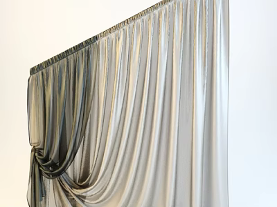 Soft Elegant Modern Gray Sheer Curtains With Drapery Tieback Design 3d model
