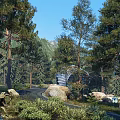 Unique Forest Guesthouse With Wavy Roof Design On Elevated Platform And Pine Tree Surroundings