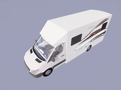 White Camper Van With Jubilee Logo Decorative Stripes And Windows 3d model