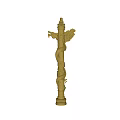 Golden Carved Pillar With Intricate Dragon And Eagle Designs And Decorative Top