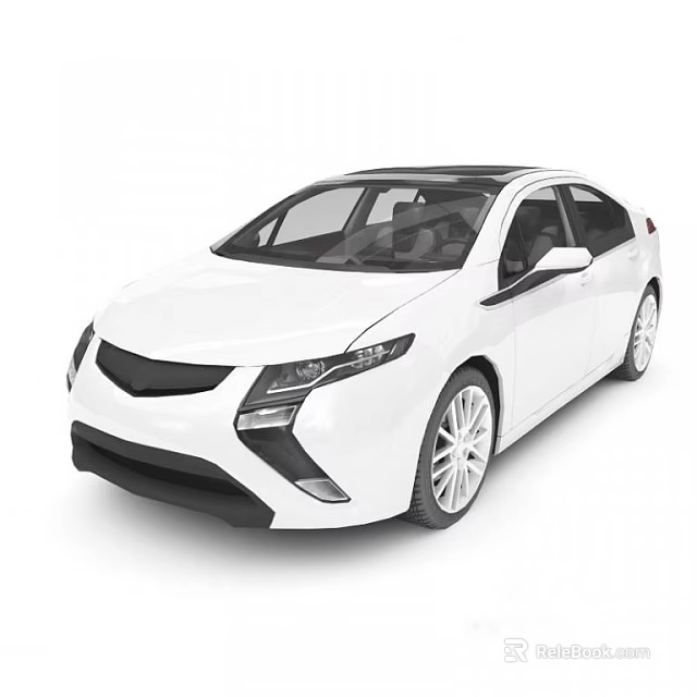 White Modern Car With Sleek Body Black Grille And Silver Wheels 3d model 