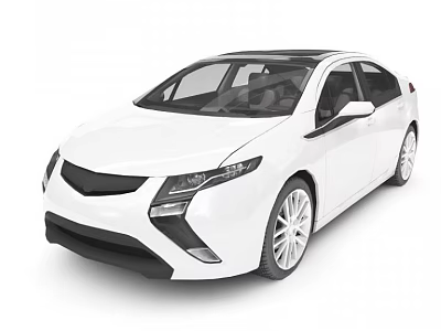 White Modern Car With Sleek Body Black Grille And Silver Wheels 3d model