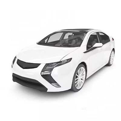 White Modern Car With Sleek Body Black Grille And Silver Wheels 3d model