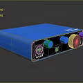 Blue Mackie External Audio Interface with Knobs and Ports for Computer Audio Production