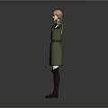 Game or Movie Character with Pink Hair in Green Long Coat and Arms Outstretched