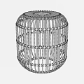 Wicker Side Table with Cylindrical Open Weave Design for Modern Living Spaces 3d model