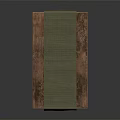Rustic Wooden Table With Green Table Runner And Carved Legs For Home Decor 3d model
