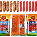 Packaged Sausages Arranged In Rows With Lion Logo And Nutrition Information Packaging