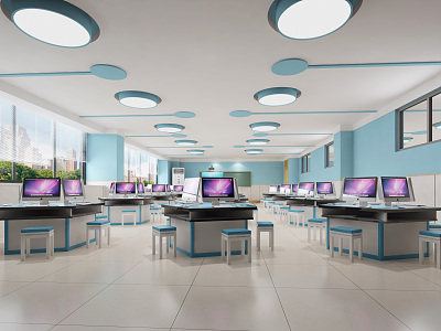 Modern Classroom Technology Computer Classroom 3d model