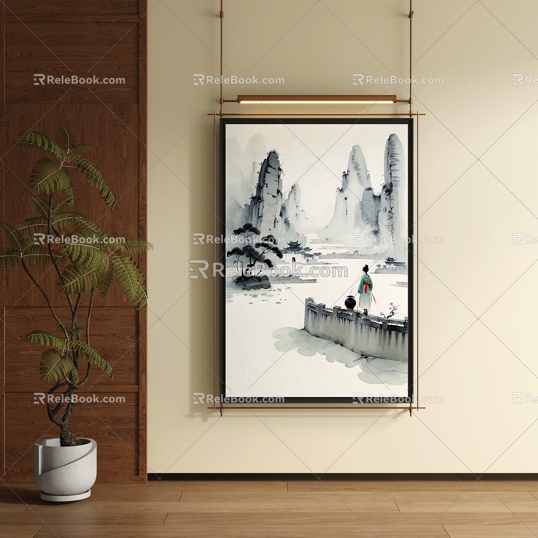 Modern metal rod decorative painting 3d model