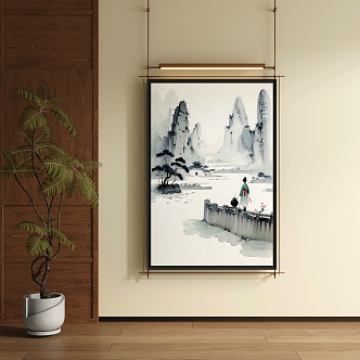 Modern metal rod decorative painting 3d model