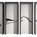 Modern Swing Door With Black Frame And Glass Panel For Interior Design 3d model