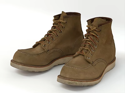 High Quality Brown Suede Work Boots With Lace Up Style 3d model