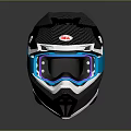 HJC Motorcycle Helmet Black Blue Carbon Fiber Construction With Protective Face Shield