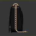 Stylish Black Quilted Handbag With Gold Chain Strap And Clasp Design