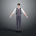 A Man in Gray Vest White Shirt and Tie Standing with Arms Outstretched
