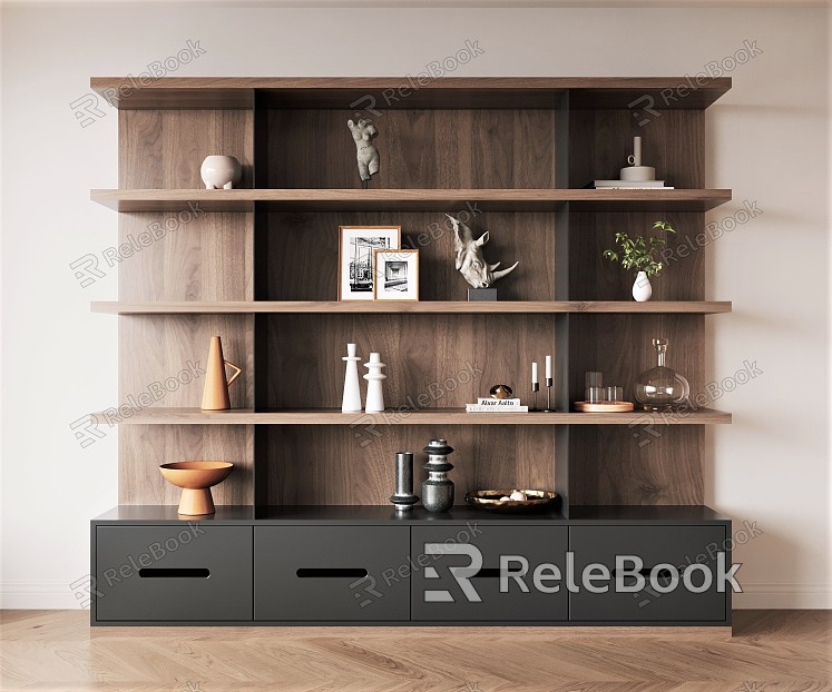 Solid wood bookcase model