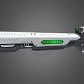 Advanced Futuristic Rifle With Sleek Silver Black Design And Green Illuminated Panel