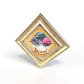 Golden Diamond Shaped Decorative Frame With Colorful Balloon Design And Balloons Text For Home Decor