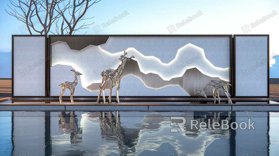 Modern landscape wall, landscape wall, enclosing wall, landscape wall model