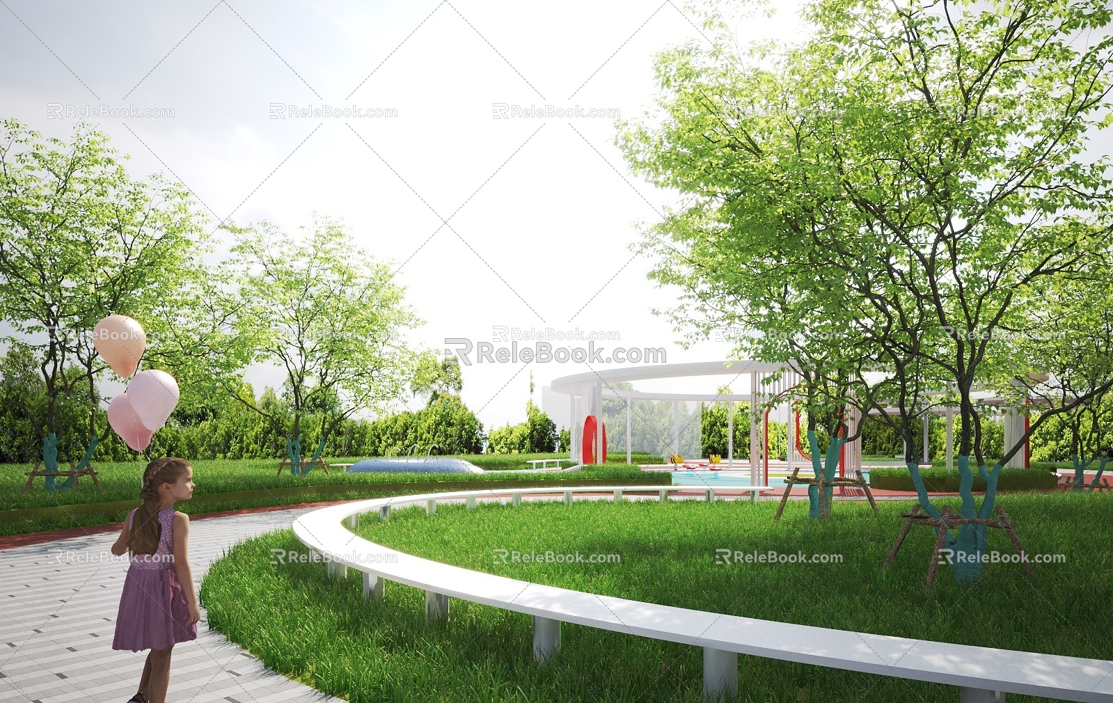 Modern Park Park Landscape Garden Trail Landscape 3d model