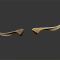 Two Natural Animal Horns With Textured Surface On Dark Background And Reflection