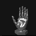 Game Movie Character With Silver Mechanical Hand And Hexagonal Base Design 3d model