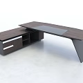 Modern Office Desk With Dark Brown Wooden Tabletop Metal Frame Sleek Design And Storage Drawers