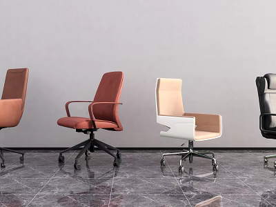 Modern Office Chairs in Multiple Colors with Swivel Wheels and Sleek Design 3d model