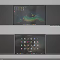 Dual Monitor Desktop Setup With Colorful Application Icons And Scenic Background