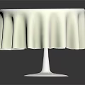 Stylish Round White Table With Pleated Tablecloth And Smooth Base Design