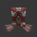 Viking Style Playground Equipment With Decorative Dragon Pattern Red White Sail And Spears