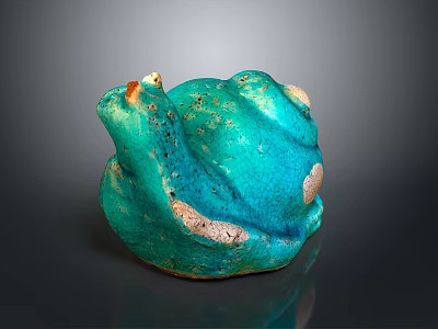 Turquoise Frog Ceramic Figurine With Textured Surface And Vintage Handcrafted Details 3d model