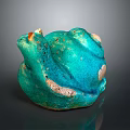 Turquoise Frog Ceramic Figurine With Textured Surface And Vintage Handcrafted Details
