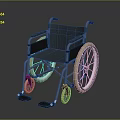 Standard Manual Wheelchair With Metal Frame Blue Seat Large Wheels And Footrests