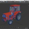 Red Agricultural Tractor With Enclosed Cab And Large Wheels For Farming Use